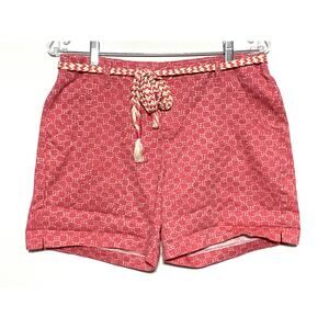 Lee Natural Fit Just Below The Waist Pink Geometric Shorts Belt Womens 8 Medium